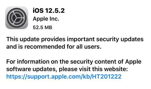 义乌苹果手机维修分享iOS12.5.2发布，建议所有老苹果用户安装 